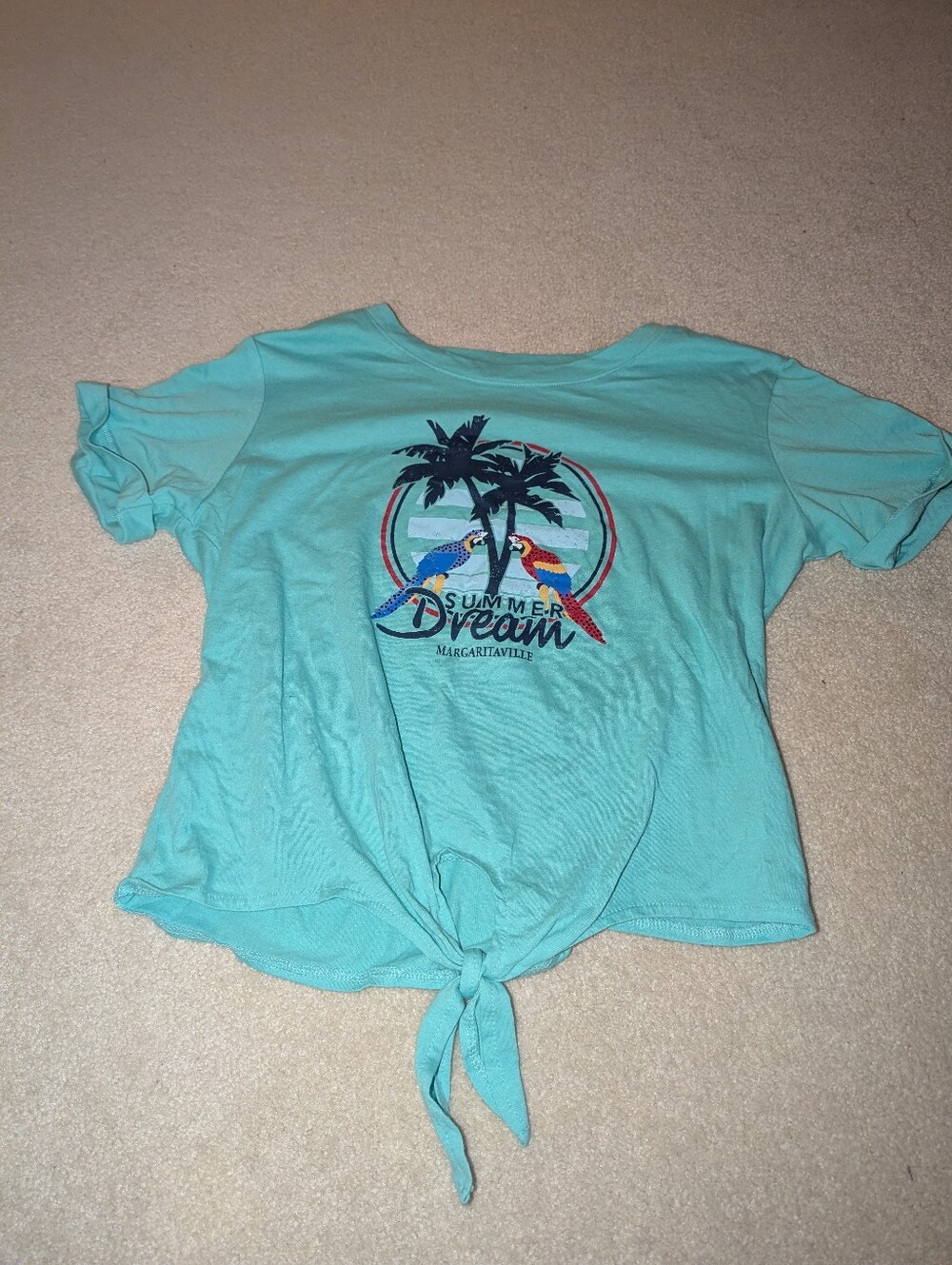 Margaritaville "Summer Dream" tie-front graphic t-shirt Sz S